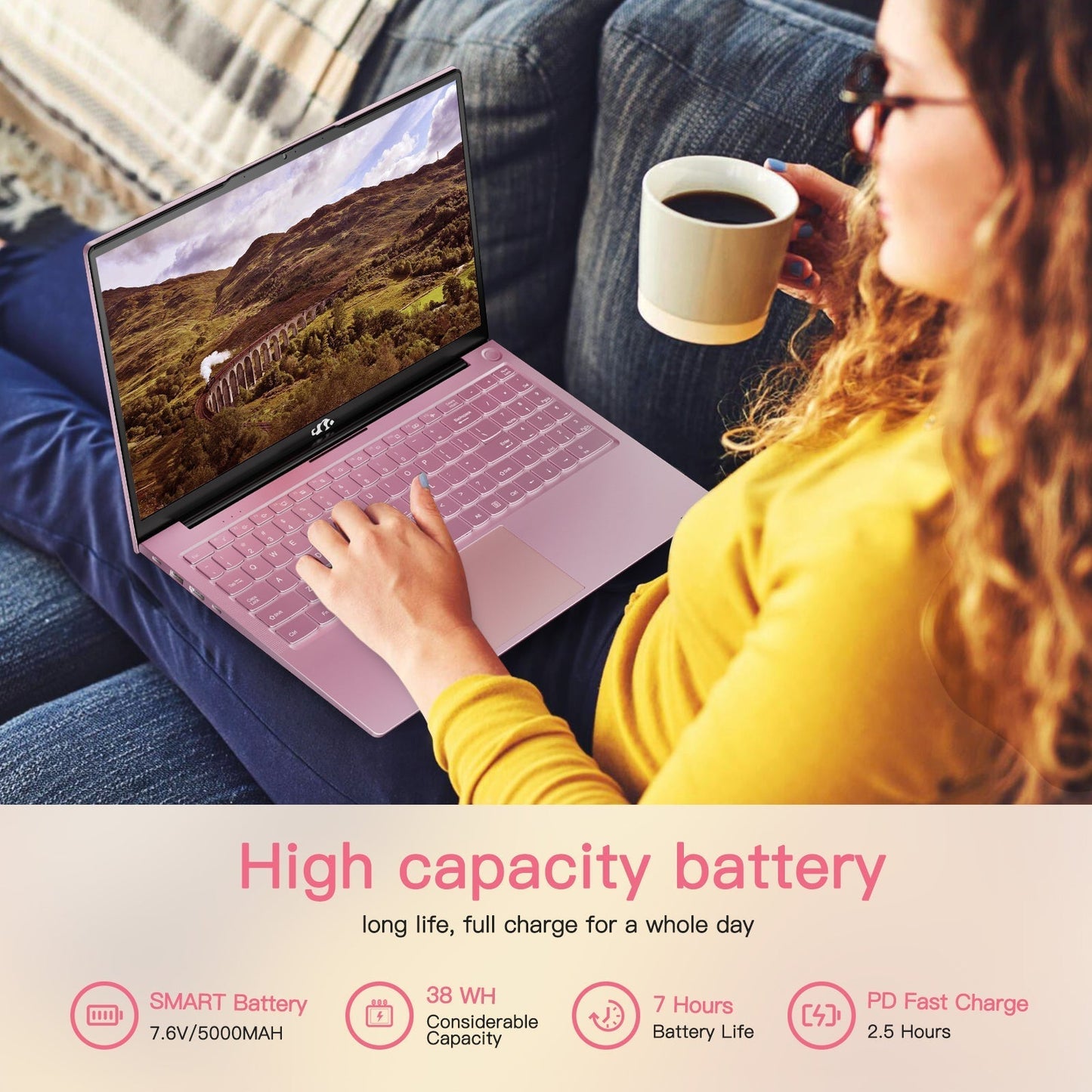 Ghostmanta 15.6" N151 FHD laptop for Home and School -16GB-Rose Gold