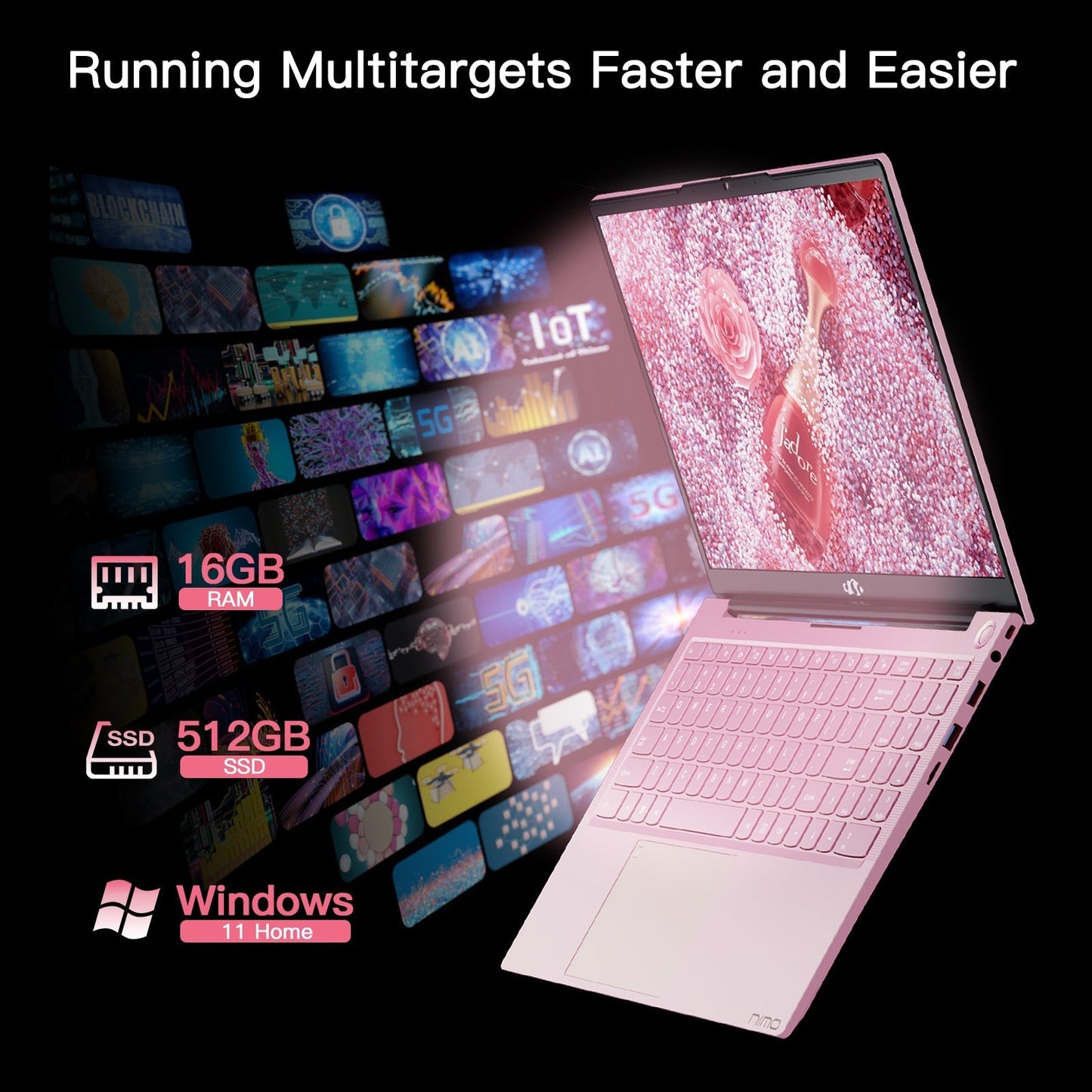 Ghostmanta 15.6" N151 FHD laptop for Home and School -16GB-Rose Gold